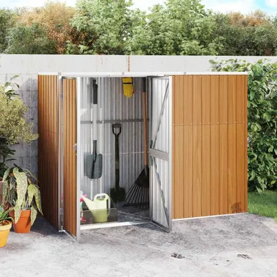 Image de vidaXL Abri de jardin brun 225x89x161 cm Acier galvanisé