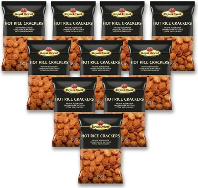 Produktbild von 10er Pack ROYAL ORIENT Hot Rice Crackers (10x 150g) | Pikante Reiscracker