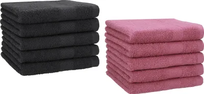 Produktbild von Betz 10 Stück Gästetücher 30x50 cm PREMIUM 100% Baumwolle Set  Farbe: graphit und beere