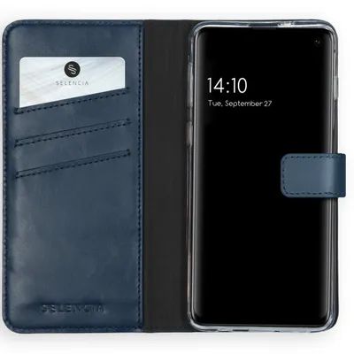 Immagine prodotto di Selencia Custodia a libro in vera pelle Samsung Galaxy S10 - Blu