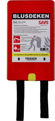 Produktbild von SAVS Löschdecke Küche Wohnung Büro Auto Wohnwagen - 120x120 cm - Glasfaser Brandschutzdecke zum Aufhängen - Brandschutz Decke Feuerdecke Feuerlöschdec