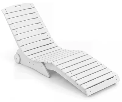 Zdjęcie produktu dla Leżak ogrodowy COSTWAY, odporny na warunki atmosferyczne, ergonomiczny, z kółkami, wykonany z HDPE, wytrzymujący obciążenie do 205 kg, leżak relaksacyjny, kolor biały