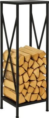 Produktbild von Kaminholzregal Brennholzregal Pulverbeschichteter Stahl 34×34×111 cm Schwarz matt 120 kg Tragkraft Feuerholzregal Kaminholzhalter