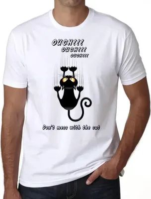 Produktbild von Herren Grafik T-Shirt Katze kratzt – Cat Scratch – Öko-Verantwortlich Vintage Jahrgang Kurzarm Lustige Druck Geburtstag Geschenk Mann