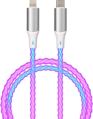 Produktbild von QUALO leuchtendes USB-C-Lightning-Kabel 1M 3A weiß/silber QCS-CL-00