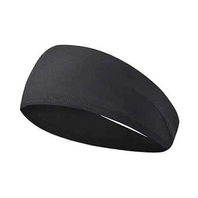 Produktbild von Sport-Stirnband für Herren, feuchtigkeitsableitend, breites Workout-Stirnband, schnelltrocknend, einfarbig, Schweißband zum Laufen, Radfahren, Stirnband, Schwarz