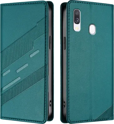 Produktbild von Hülle für Samsung Galaxy A40, Kunstleder Brieftaschen Handyhülle mit Kartenfach und Standfunktion Grün