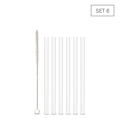 Imagen del producto de Pajitas de vidrio transparentes, 15 cm - Juego de 6 + cepillo