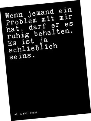Produktbild von Mr. & Mrs. Panda Postkarte Wenn jemand ein Problem... - Schwarz - Geschenk, Spruch Sprüche Weisheiten Zitate Lustig Weisheit Worte, witzig, Postkarten, Grußkarte, Frau