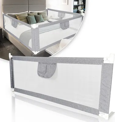 Image de Fiqops barrière de lit barrière de sécurité enfant 200cm lit anti-chute enfant, réglable en hauteur barrière de lit enfant pour lit familial et lit enfant