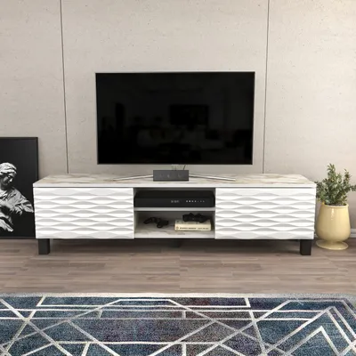 Image de Skye Decor, Lukas - Ephesus, blanc, meuble TV, blanc, panneaux de particules 100 % mélaminés, 150 x 35 x 40,3 cm