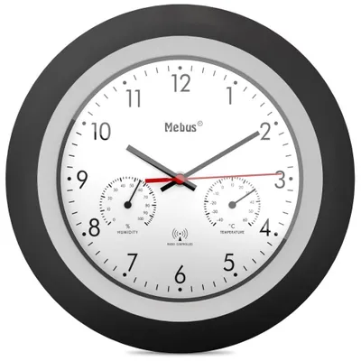 Imagen del producto de Reloj de pared con radio y termómetro/higrómetro, modelo 19449 de Mebus.