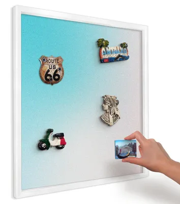 Produktbild von Magnettafel 50x50 cm mit weißem Rahmen - Magnetische Metalltafel, Magnetpinnwand zur Wandmontage für Wohnzimmer, Küche, Flur, Kinderzimmer und Büro - Pastellabstraktion