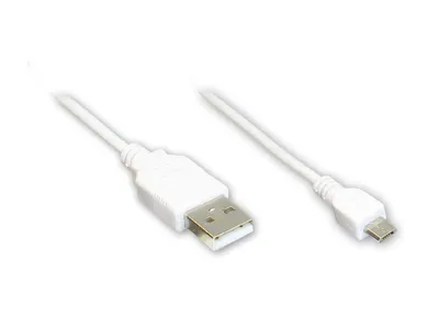 Produktbild von Anschlusskabel USB 2.0 Stecker A an Stecker Micro B, weiß, 3m, Good Connections®