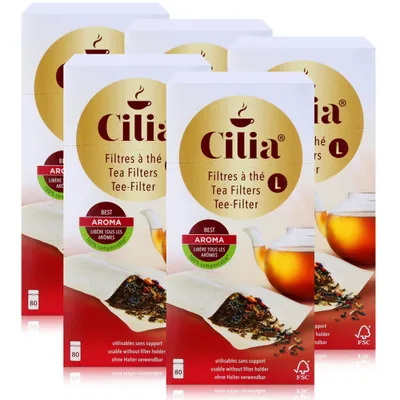 Produktbild von CILIA® Teefilter 80 Stk. Grösse L ohne Halter verwendbar ( 5er Pack )