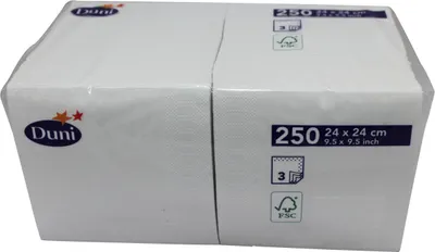 Produktbild von Duni 250 Zelltuch Servietten Weiß 24cm x 24cm
