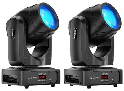 Obrázok produktu pre Sada 2 ks LED pohybových reflektorov – ZQ02255 – 200 W – RGBW – DMX512 11/13 kanálov – aktivácia zvukom – 90–240 V – zástrčka EÚ