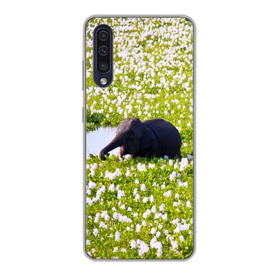 Produktbild von MuchoWow® Handyhülle Schutzhülle Hülle für Samsung Galaxy A30s Elefant - Wasser - Pflanzen - Grün - Natur - Tiere Silikon Softcase Handy Hülle - Karteninhaber