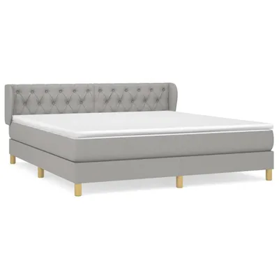 Produktbild von Boxspringbett mit Matratze Hellgrau 160x200 cm Stoff