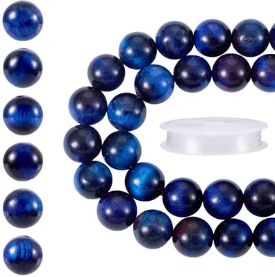Productafbeelding van Dailygoods- Tijgeroog Kralen 8mm - Natuurlijke Kristal - Ronde Bal - Losse Spacer Kraal - DIY Sieraden Maken - 585-612 Stuks