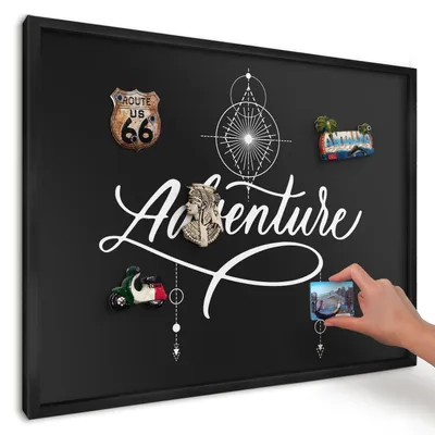 Produktbild von Magnettafel 70x50 cm mit schwarzem Rahmen - Magnetische Metalltafel, Magnetpinnwand zur Wandmontage für Wohnzimmer, Küche, Flur, Kinderzimmer und Büro - Reiseinspiration