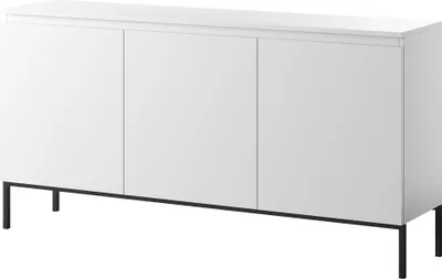 Image de Selsey Sideboard Bemmi - Commode 3 portes, blanc avec pieds noirs, 150 cm