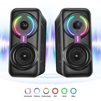 Produktbild von Bluetooth Speaker, 3,5 mm AUX Klinke Bluetooth Speaker, 2.0 Bluetooth-Lautsprecher, Lautsprecher Set für Laptop, Computer, Tablet und Smartphone