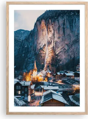 Produktbild von Gerahmtes Poster - Rahmen in heller Eiche - Lauterbrunnen Schweiz Tal - 50x70 cm - Wand Bild - Wanddeko - Wandbilder - Kunstposter - Wandposter - Bilderrahmen - Bilder - Kunstdruck - P2NPA50x70-4834