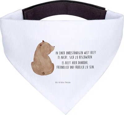 Produktbild von Mr. & Mrs. Panda Tuch Bär Schulterblick - Weiß - Geschenk, Hundeschal, Selbstachtung, Hundehalstuch, Halstuch Hund, Bären, Teddy, Bandana für Hunde, Weisheit, Weltansicht