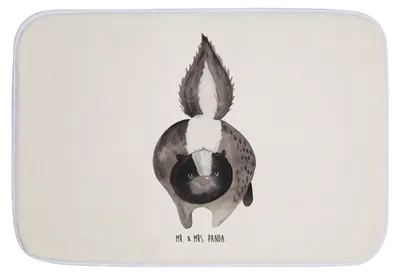 Produktbild von Mr. & Mrs. Panda badezimmermatte Stinktier Angriff - Weiß - Geschenk, Badematte, duschmatte, Badläufer, Stinki, Badteppich, Wildtier, wütend, Skunk, Teppich Bad, Raubtier