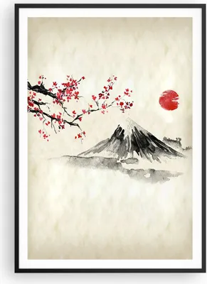 Produktbild von Gerahmtes Poster - Schwarzer Rahmen - Aquarell asiatisch Landschaft - 70x100 cm - Wand Bild - Wanddeko - Wandbilder - Kunstposter - Wandposter - Bilderrahmen - Bilder - Kunstdruck - P2BPA70x100-4513