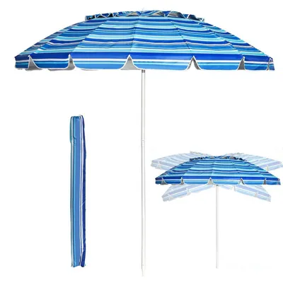 Produktbild von Sonnenschirm Strand 245 cm Marineblau Windfest 30° knickbar