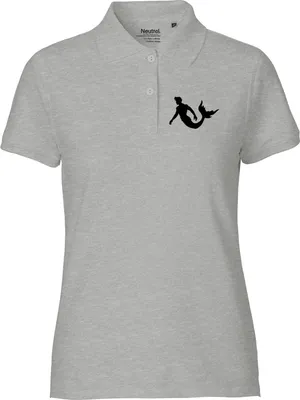 Produktbild von Huuraa Damen Polo Shirt Meermann Silhouette XS Sport Grey Bio Baumwolle Fairtrade Poloshirt Geschenkidee