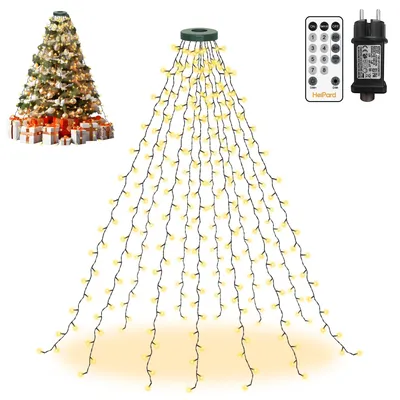 LED-Baumbeleuchtung 2,5 m, 300 LEDs, 12 Stränge, Timer, 8 Modi, Warmweiß