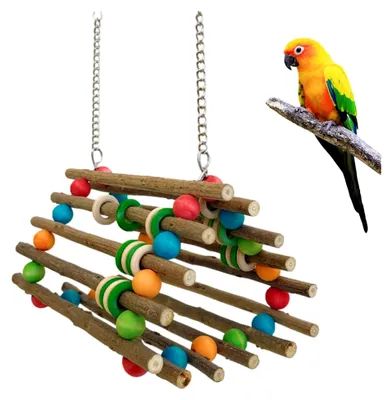 Produktbild von Sittichschaukel | Holz-Hängematte, interaktive Vogelschaukel für den Außenbereich, geeignet für Nymphensittiche, Kanarienvögel und Kleintiere