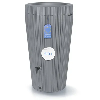 Produktbild von YourCasa Regentonne 210 Liter EcoVase | Bepflanzbar | Mit Wasserhahn | Frostsicher | Regenwassertank Garten | Grau & Anthrazit