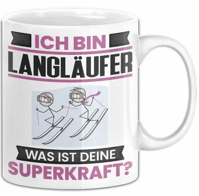 Produktbild von Langläufer Tasse Geschenk für Langläufer Geburtstag Lustiger Spruch Kaffee-Becher Was Ist Deine Superkraft (Weiß)