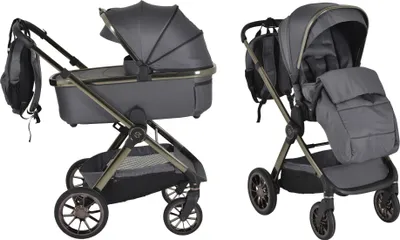 Produktbild von Cangaroo Kinderwagen Kombikinderwagen iClick Grau 2-in-1 Inkl. Adapter 110917