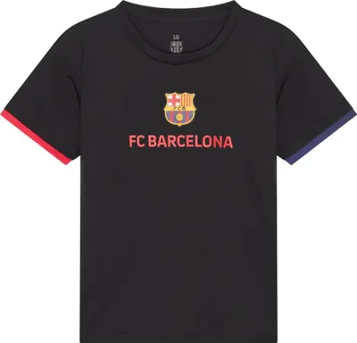 Produktbild von FC Barcelona Fußballshirt für Kinder - Größe 128 / 8 Jahre -  Schwarzes Barca Shirt für Kids - Offizielles Replikat-Shirt