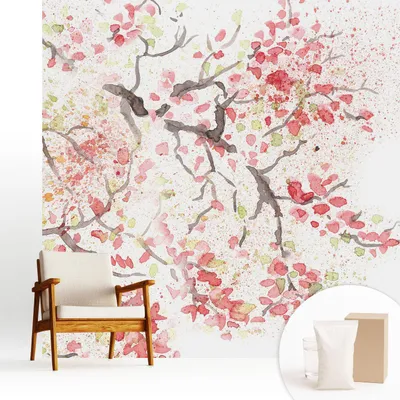 Produktbild von Fototapete  - 250x250 cm - Tapete - Wandtapete - Wandbilder - Dekofolie - Tapete Folie - Wand - Dekoration - Wohnzimmer - Blühende Zweige