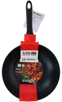 Immagine prodotto di padella wok alpina - senza PFOA - Ø 28 CM - antiaderente - Vetroceramica/ alogena/ gas/ elettrica