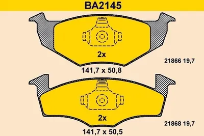 Image de Jeu de garnitures de frein BARUM, frein à disque BA2145