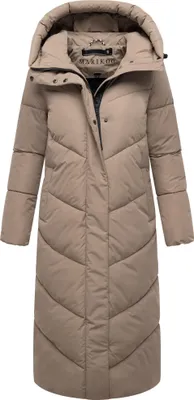 Produktbild von Marikoo Damen Wintermantel warm gefütterte Steppjacke mit Kapuze Parka Style Ranjaa Taupe Grey Gr. 36 - S