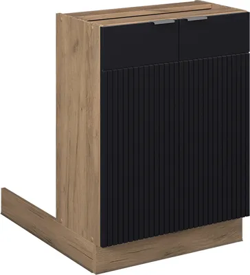 Produktbild von Kücheninsel Vicco Fame-Line Schwarz gestreift 60 cm ohne Arbeitsplatte, Model 50903