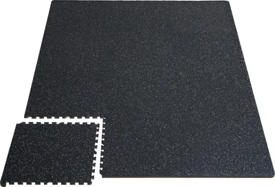 Obrázek produktu pro SucceBuy 0,56palcové rohože do tělocvičny, 12 dlaždic, gumový povrch, EVA pěna, 24 x 24 palců, plocha 48 čtverečních stop, zámkové rohože, černá a bílá barva