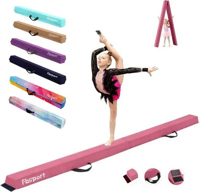 Productafbeelding van FBSPORT Evenwichtsbalk, 300 cm, met schuimstoflaag, opvouwbare zweefbalk, gymnastiekbalk, balanceerbalk, fitnessuitrusting voor kinderen