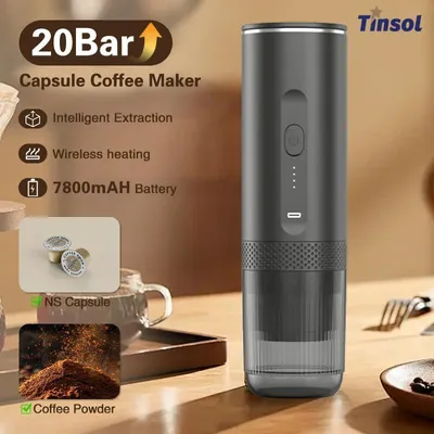 Obrázok produktu pre Espresso kávovar, bezdrôtová prevádzka, kompatibilita s dvoma kapsulami a mletou kávou, čierny