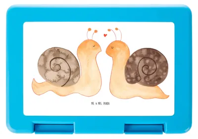 Produktbild von Mr. & Mrs. Panda Snackbox Schnecken Liebe - Weiß - Geschenk, Bentobox, Verliebt, Frischhaltedose, Pärchen, Paar, glücklich, Freundin, Vorratsdose, Zufrieden, Bento Box