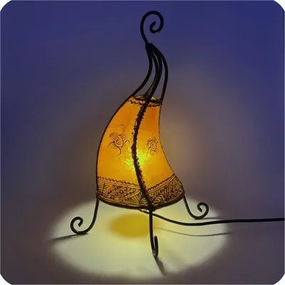 Produktbild von Orientalische Lampe Hennalampe marokkanische Lederlampe Tischleuchte Stehleuchte Coq Sonne 40 cm, gelb
