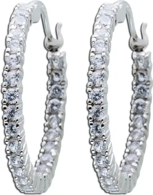 Produktbild von Creolen Silber 925 weisse klare Zirkonia